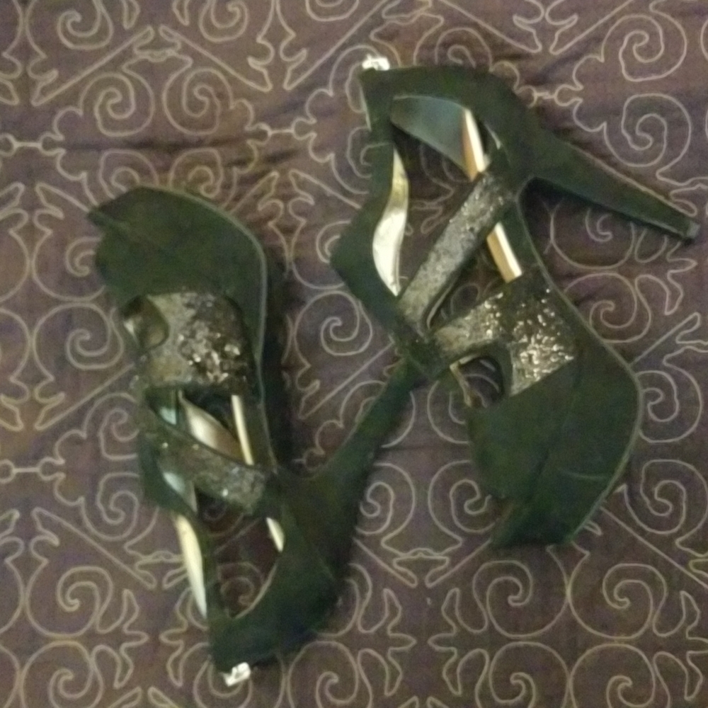 High heel sexy sequin cage spike heels